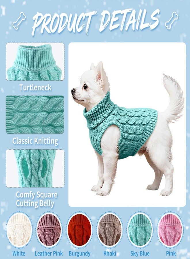 Adboros 6 Pack Warm Small Dog Sweater Puppy Small Medium Warm Cloth in Winter Cable Knitwear Pet Cat Turtleneck Knitted Sweaters Cold Weather for Boy Girl Pet Chihuahua Doggie, Six Colors (L) - Image 3